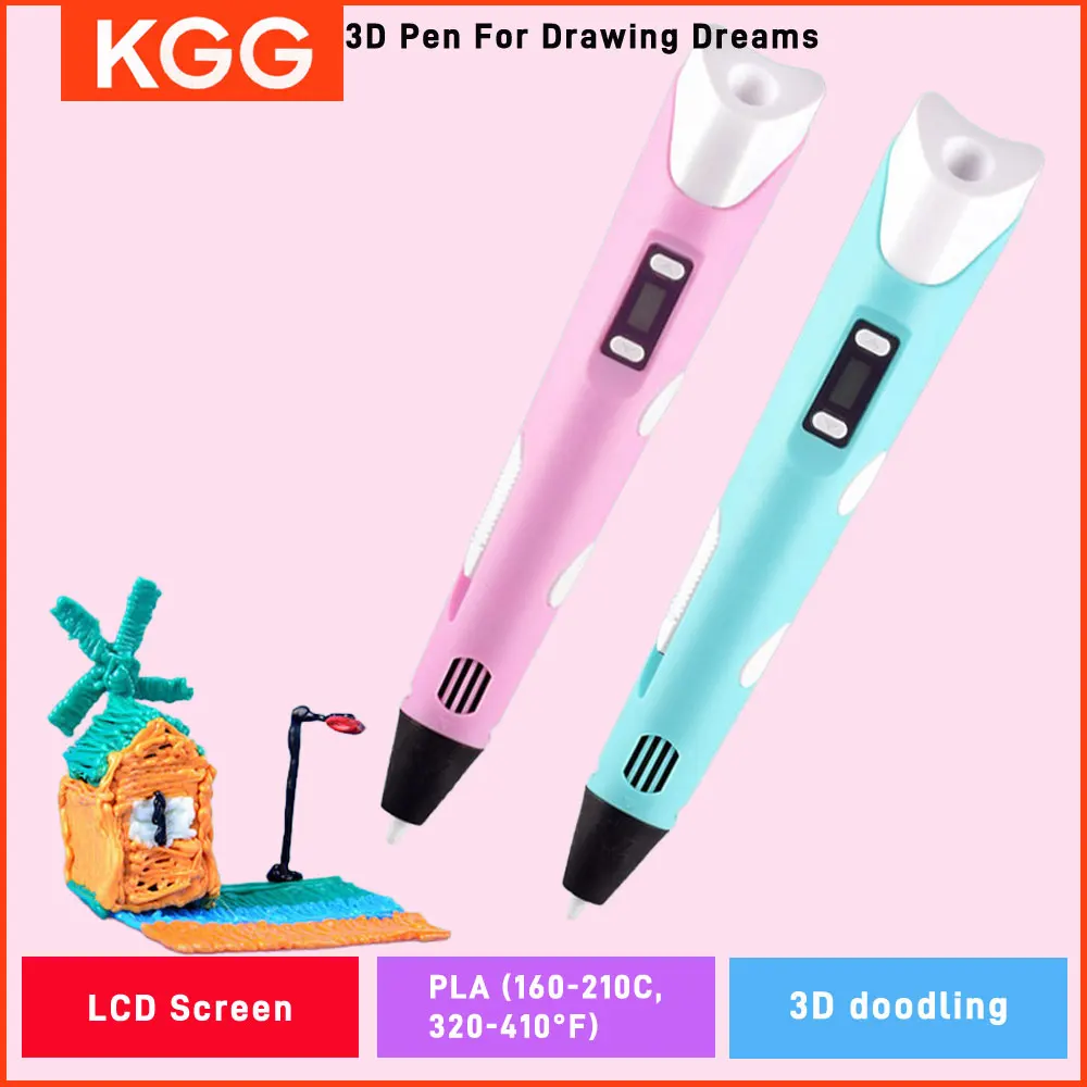 3D Printing Pen Children with LCD Screen Stickers Compatible PLA Filament