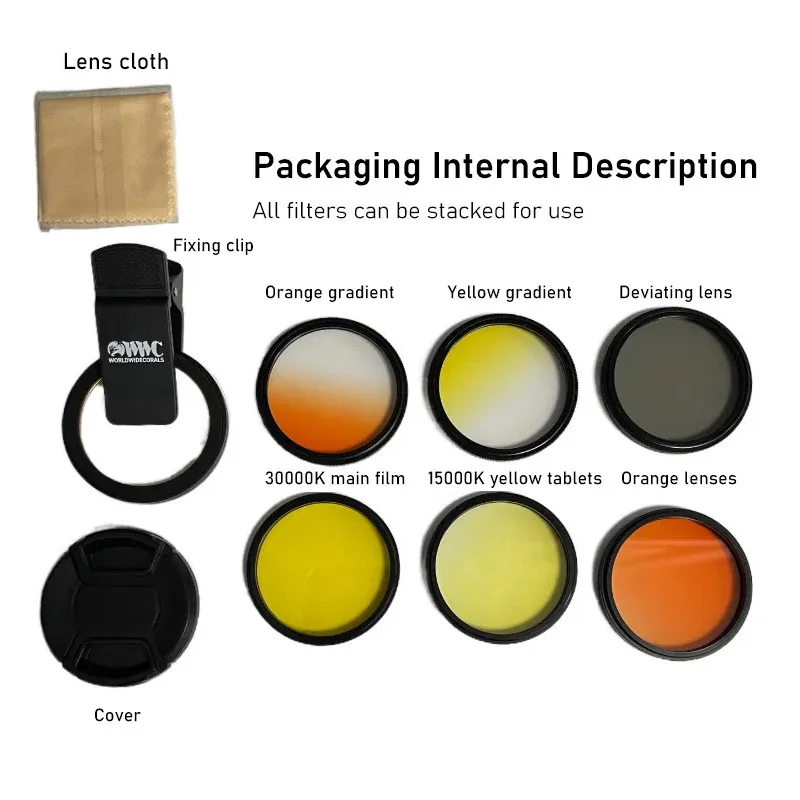 6 in 1 Universal Phone Camera Lens Kit for Fish Tank-Macro Lens + Yellow Filter for Coral Reef Aquarium Photography WWC