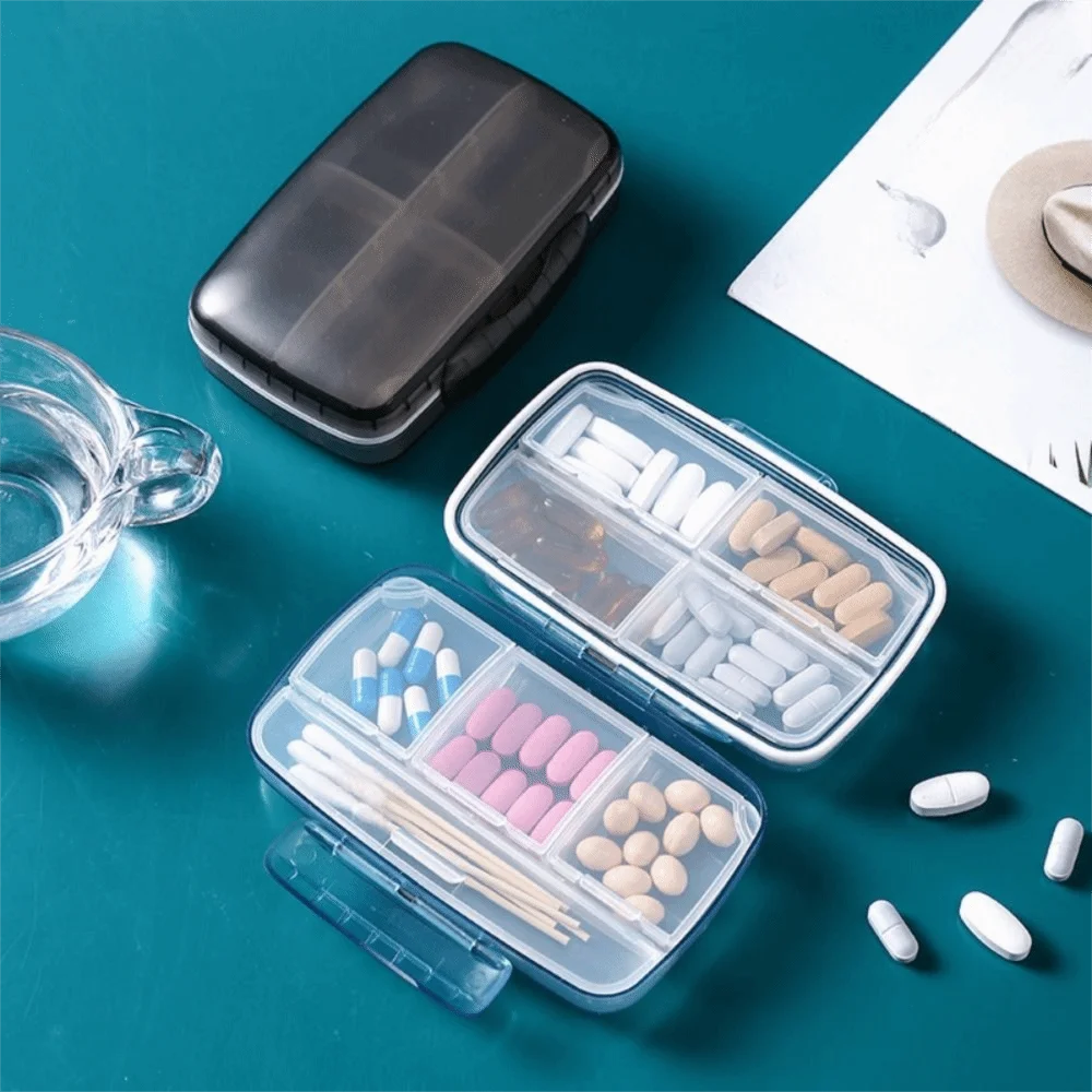 8 Compartments Weekly Pill Case Waterproof Moisture-proof Medicine Storage Box Detachable Large Capacity