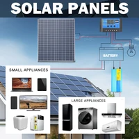 Kit d'énergie solaire 500W avec contrôleur de charge solaire 100A, pinces crocodile et câble DC, chargeur de batterie solaire 12V pour camping-car, camping, système hors réseau domestique 4