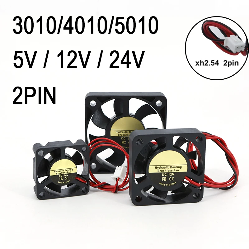 5cm 2PIN 3010 4010 5010 30mm 40mm 50mm Fan DC 5V 12V 24V Hydraulic Bearing Brushless Cooling 50x10mm cooling fan 3d printer fan