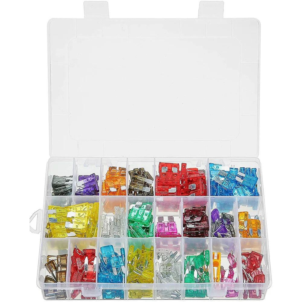 300pcs boxed car fuse blade fuse small and medium size aluminum blade insert set