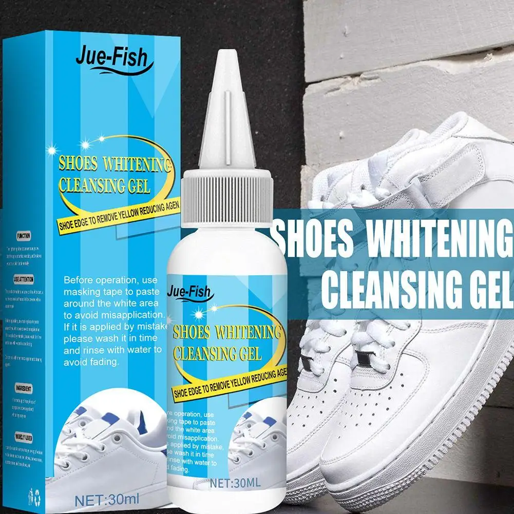 30/100ml Shoes Cleaner Kit with Tape & Brush Shoes Whitening Kit Multifunction White Shoe Cleaning Agent for Canvas Fabric 2