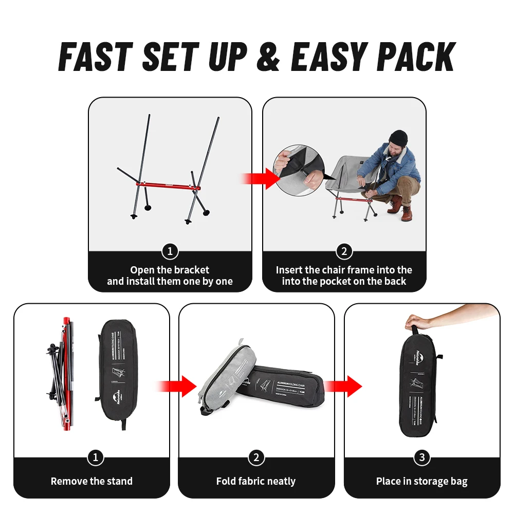 Naturehike Folding Portable Beach Chair Foldable Lighweight Camping Chair Outdoor Backpack Fishing Picnic Seat YL05