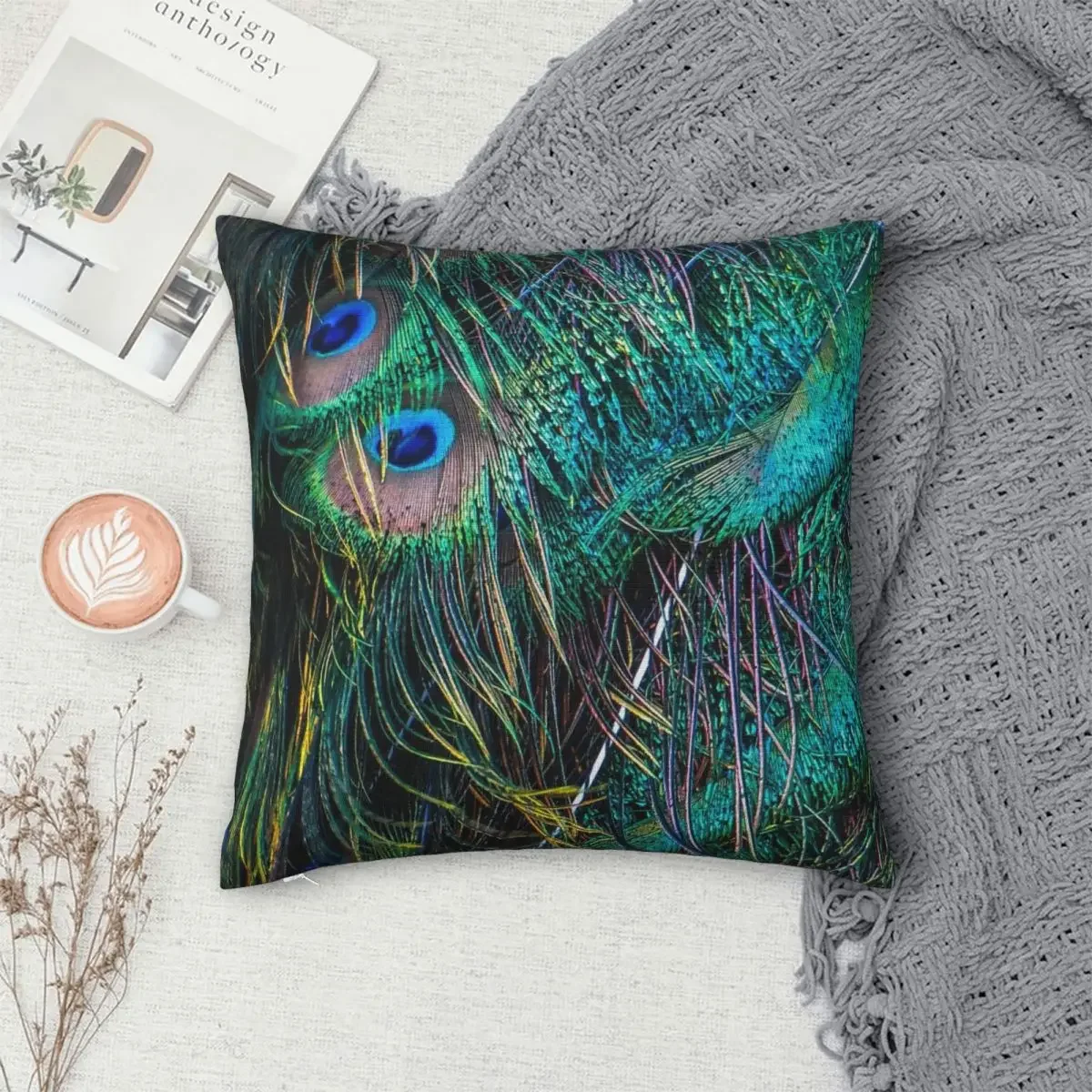 

Peacock Feathers Pillowcase Polyester Pillows Cover Cushion Comfort Throw Pillow Sofa Decorative Cushions Used for Home Bedroom