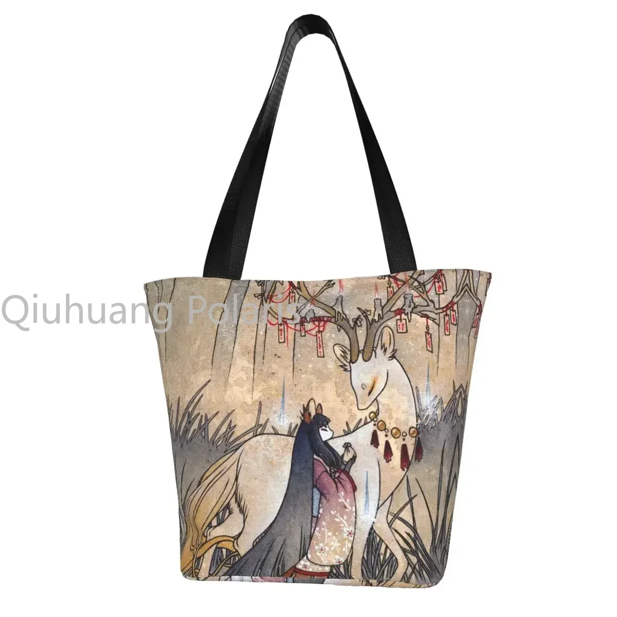 

Японская сумка для покупок The Wish Tea Kitsune Fox Yokai, модные многоразовые сумки для студентов