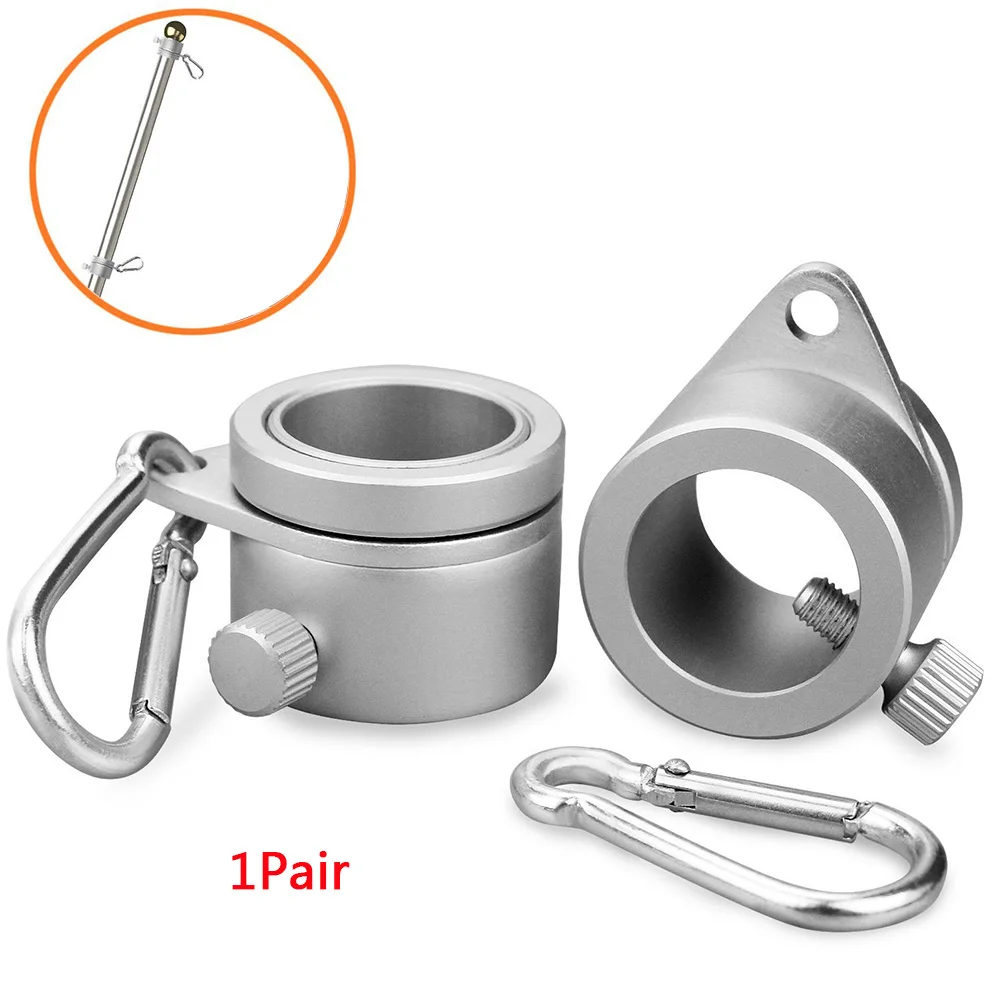 

1pair Flag Pole Ring With Carabiner Flag Pole Kit Rotating Grommet Mounting Rings Pole Attachments With Cla Anti-Wrap Outdoor