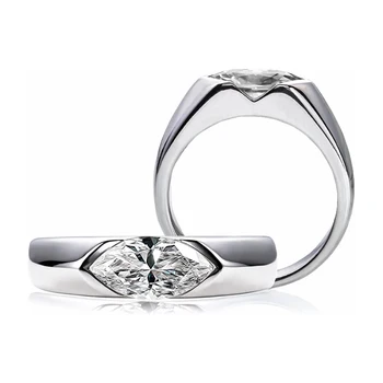 Olive Moissanite Wedding Ring Women GRA Certificate 1ct 5x8MM Laboratory Diamond Rings Jewelry 18K Gold Plated S925 Silver 1