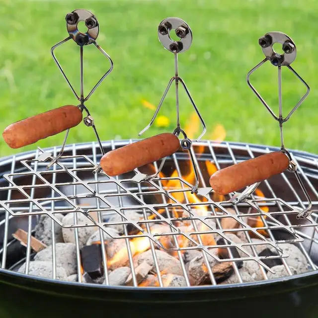 Rozsdamentes Acél Hot Dog Mályvacukrot Kolbász Pörkölő Nyárs Grillezés Grill Villák Botok Konyhai Eszközök Kemping Újdonság Eszköz