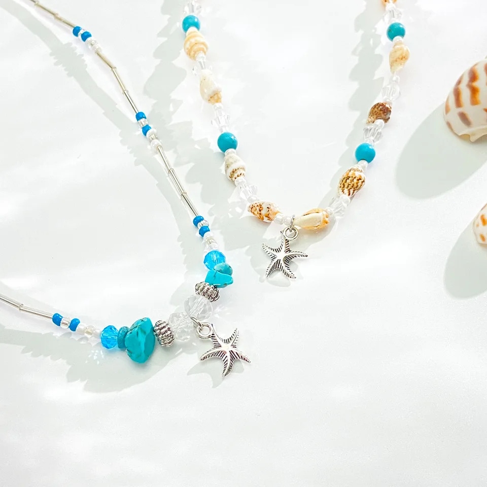 Asphinien Bohemian Shell Choker Necklace - Multicolored Beaded Star Collar For Women - View #7