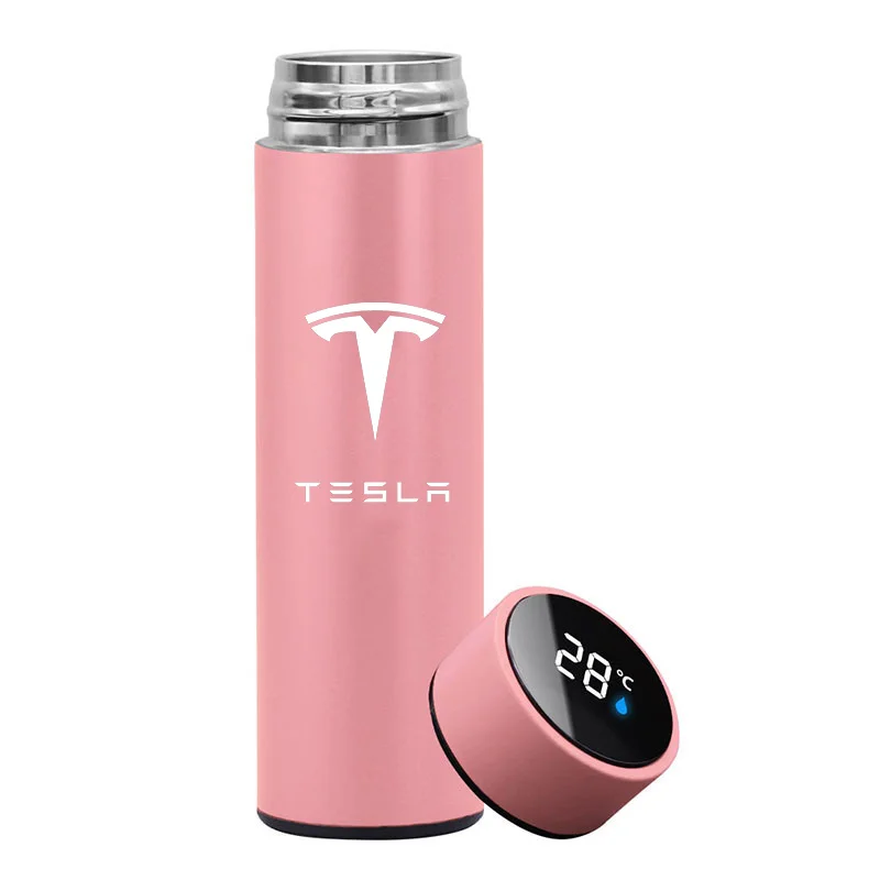 Smart Thermos Red Water Bottle With LOGO Temperature Display Tesla 480ml 