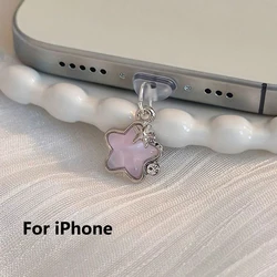 Diamond Star Transparent Anti - Dust Protector Caps (Pink For IOS)