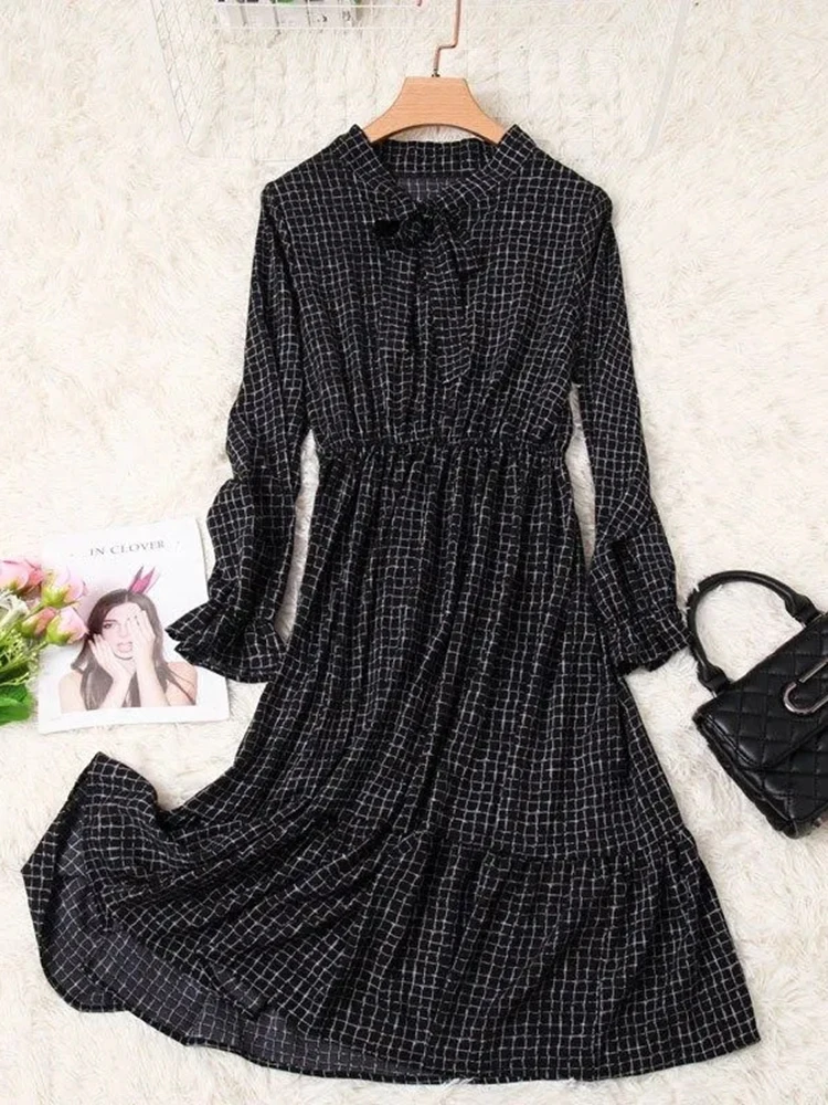 Korean Floral Knitted Dress Suit Women Solid Mid-length Sweater Vest Sets Lace Up Mid-length Straight Flower Dresses Outfits New