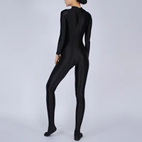 Womens Glossy Full Body Jumpsuit See Through Sheer Catsuits Bodystockings Long Sleeve Footed One Piece Gym Yoga Tights Bodysuit - Image 3