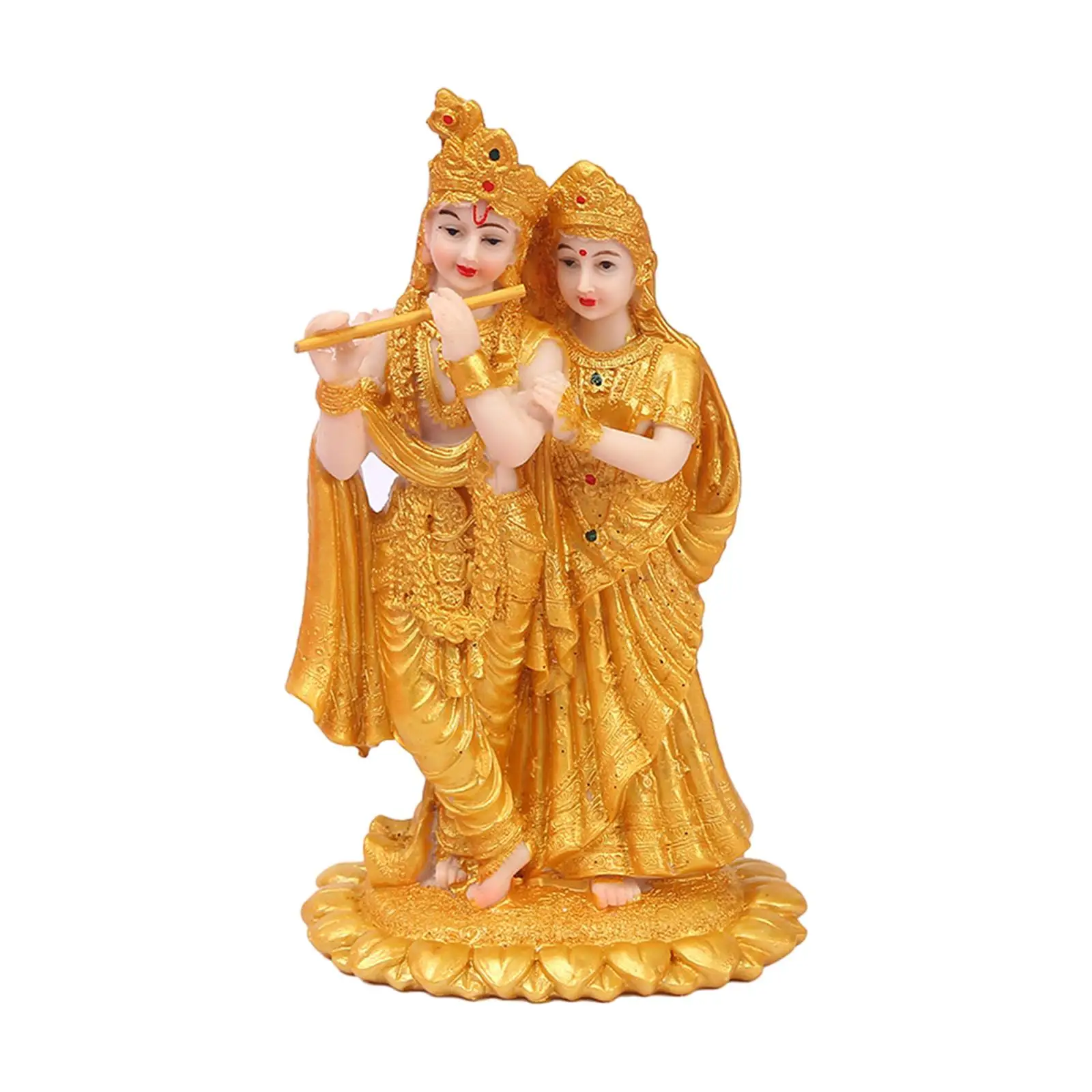 India Radha Krishna Figurine Statue Lifelike Decorative 4x3x7.4inch Altar Shrine Decor for Garden Bonsai Decor Traditional