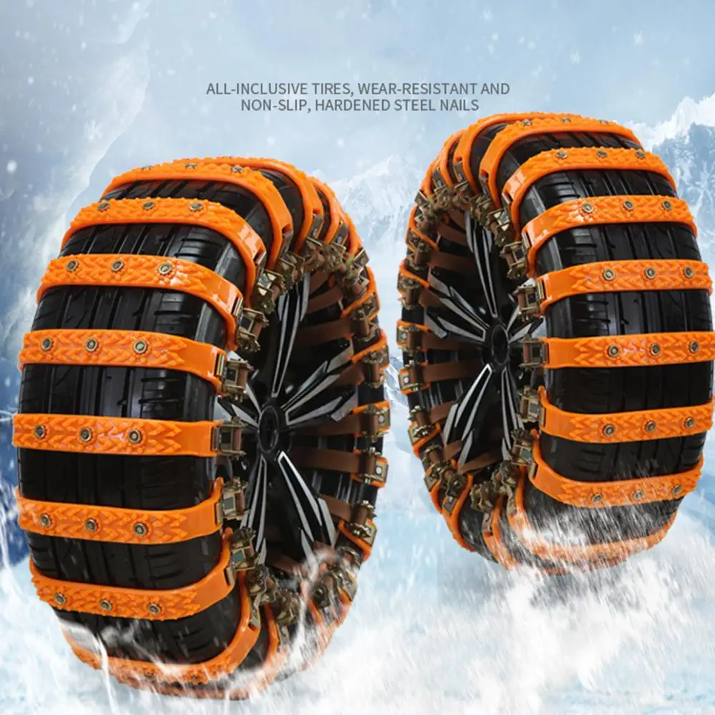 8Pcs Anti-Slip Tire Snow Chains Universal Car Snow Chains for SUVs Trucks Pickups Emergency Adjustable Tire Chain for Rain