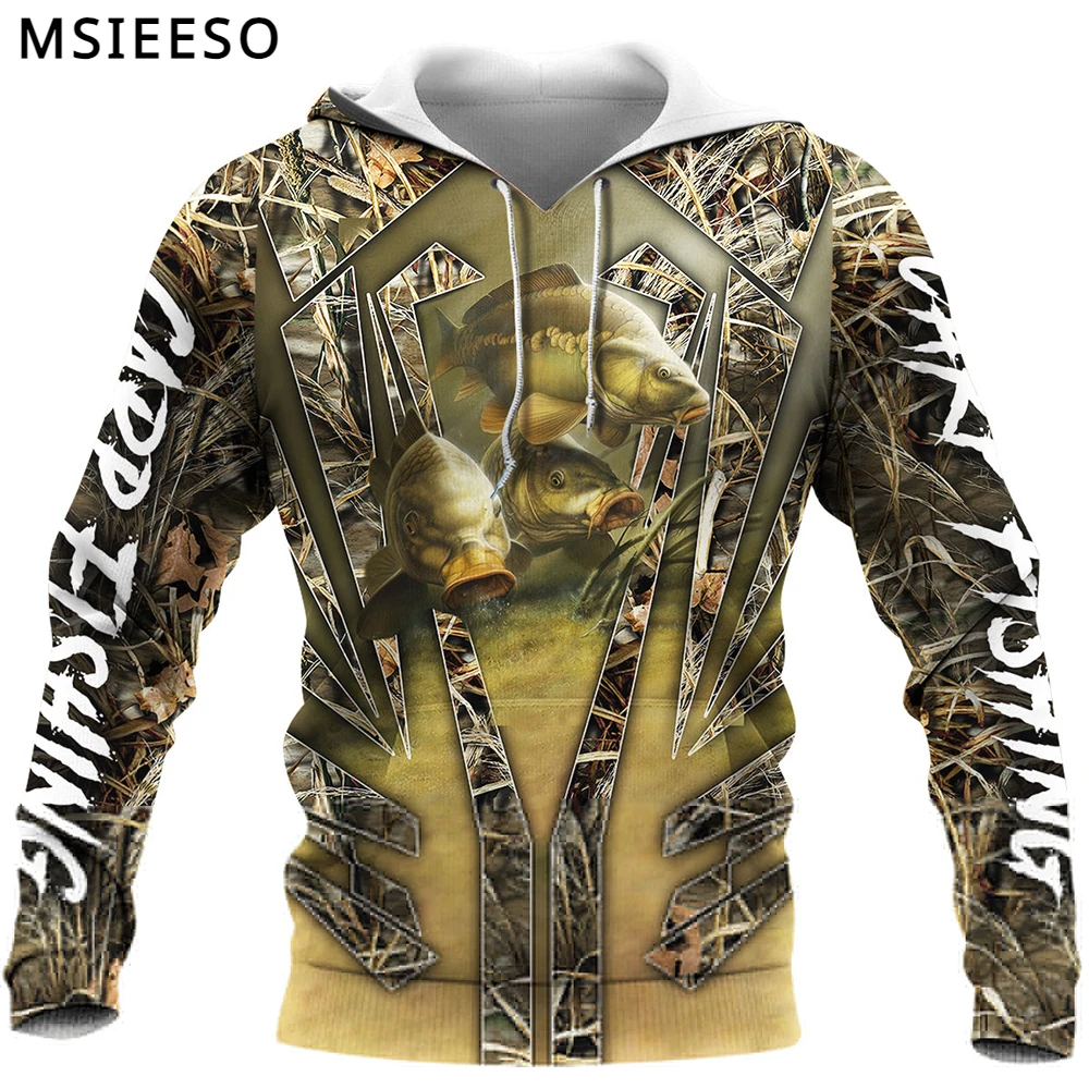 

MSIEESO Carp Fishing Camo 3D Printing Hoodie for Men/Women Harajuku Fashion Animal Hooded Sweatshirt Casual Jacket Pullover