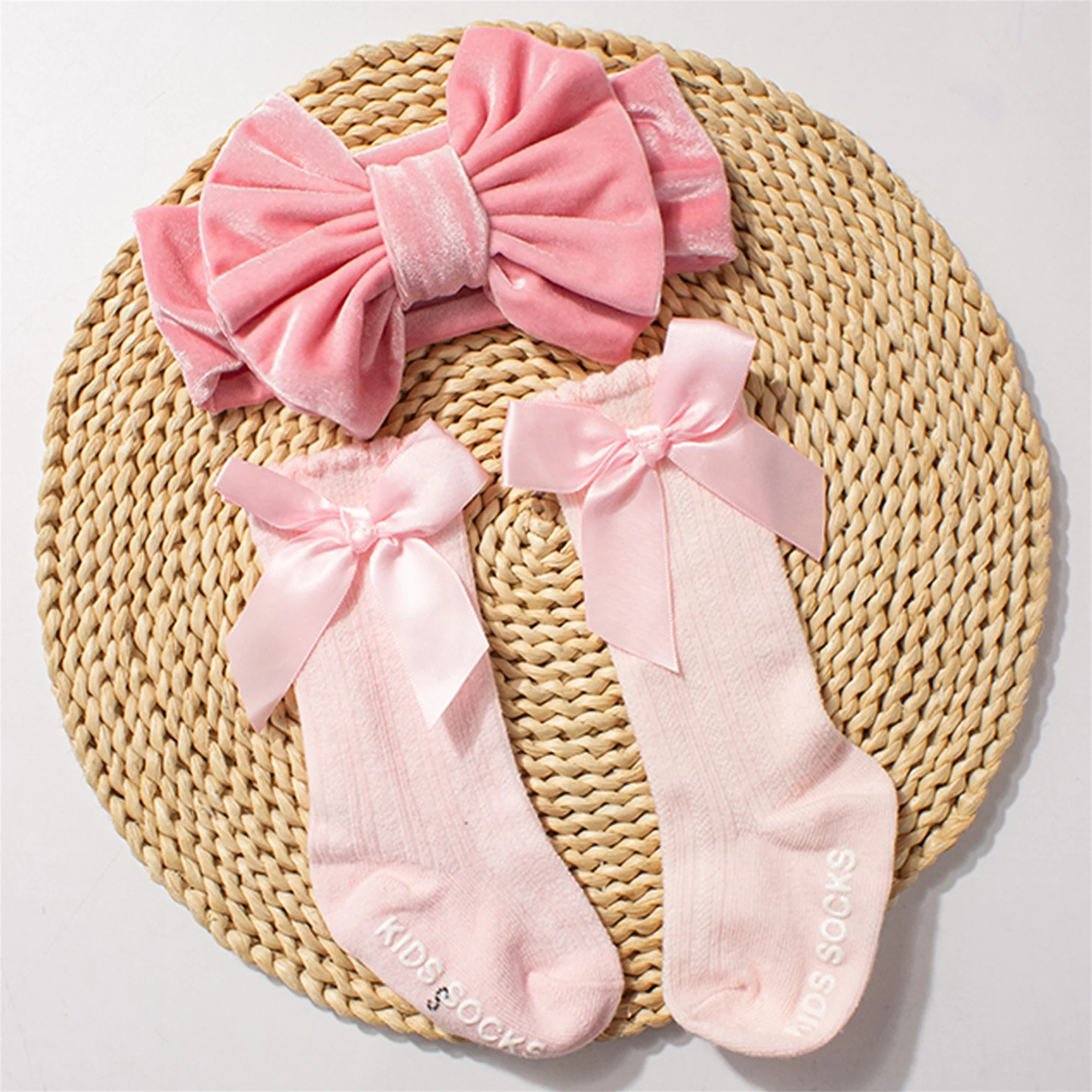 Adorable Baby Girls Socks and Headband Set with Delicate Knit Bow Detail for Special Occasions like Parties Weddings and