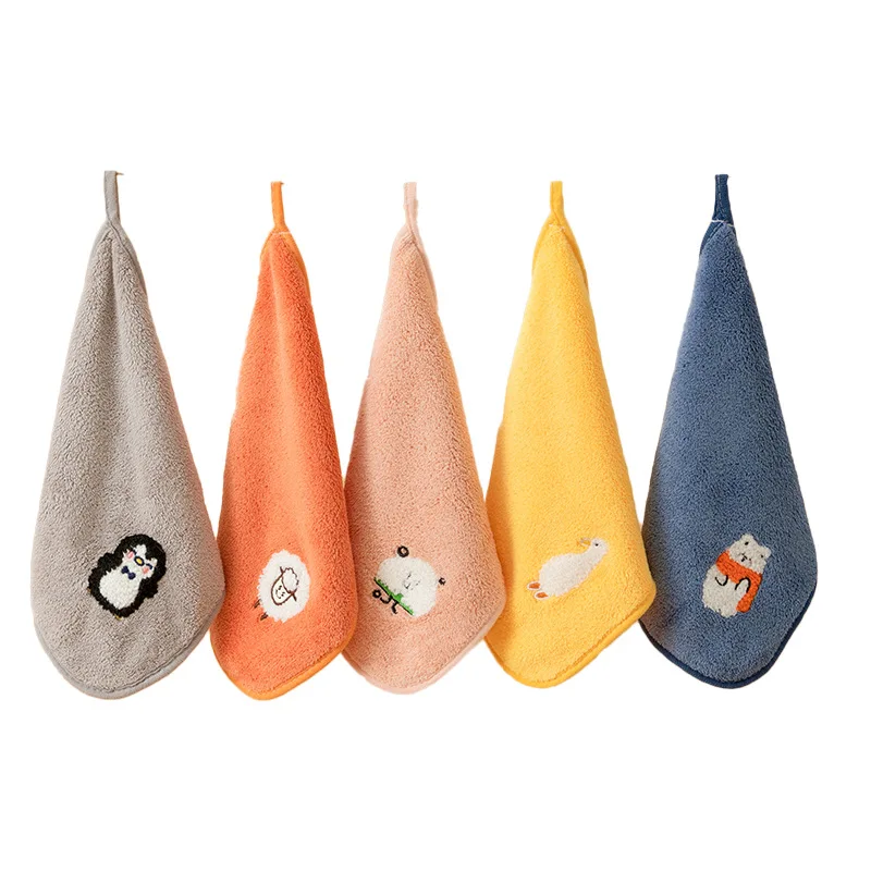 Cute Bath Towel Soft Coral Velvet Face Hand Towel Kid Adult Bathroom Shower Wipe Washcloth Children Handkerchief Absorbent