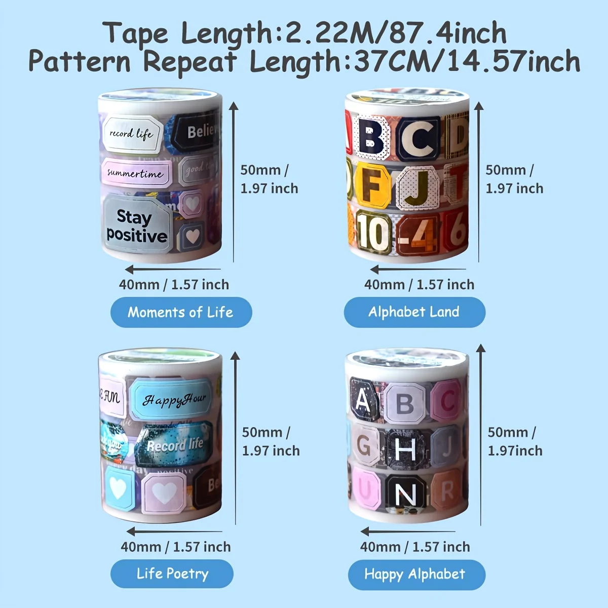 2.2m/롤 무광 프리컷 라이프 라벨 PET 와시 테이프 다이어리 스크랩북킹 저널 문구용 동기 부여 스티커