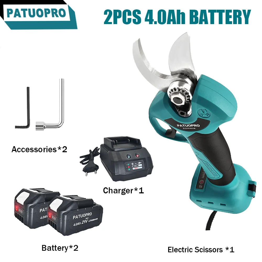 PATUOPRO Electric Pruner Shear Electric Scissors, Brushless Cordless Rechargeable Garden Pruner Electric Cutter For Makita 18V Battery