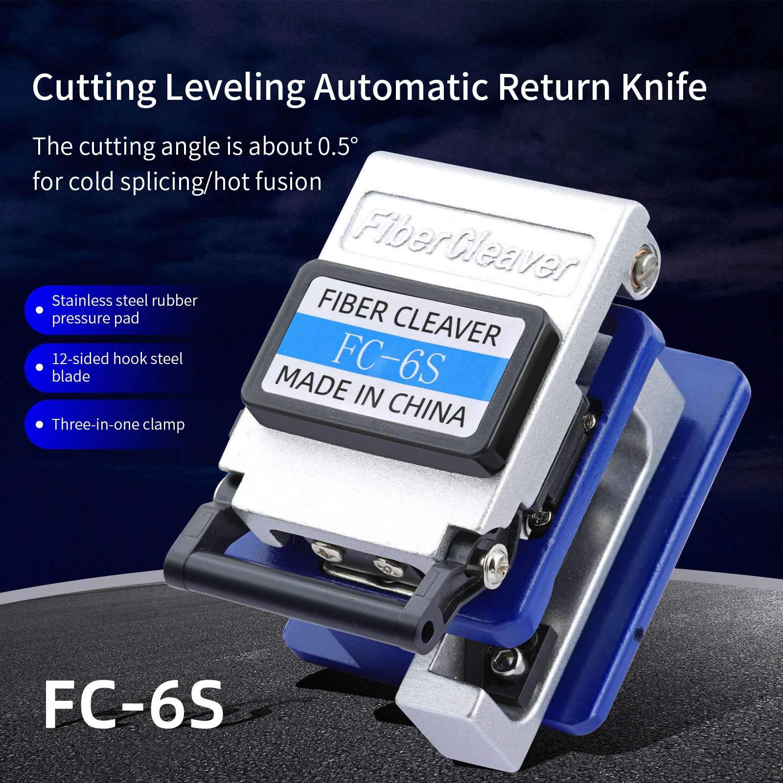 

FC-6S Fiber Cleaver FTTH Optical Fiber Cable Cutting Tools Fiber Cable Cutter Knife 16 Surface Blade Metal Material