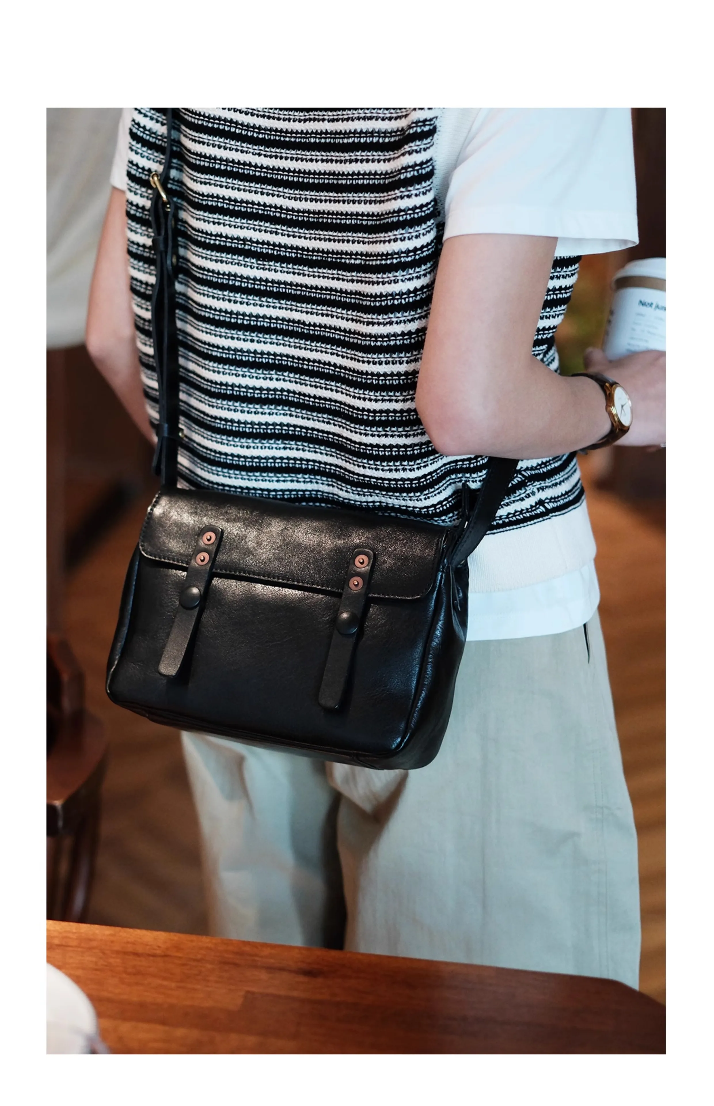Outdoor-Reisen Luxus echtes Leder Damen Umhängetasche Vintage lässig Designer handgemachte Kuh Leder weibliche Umhängetasche – Detail 9