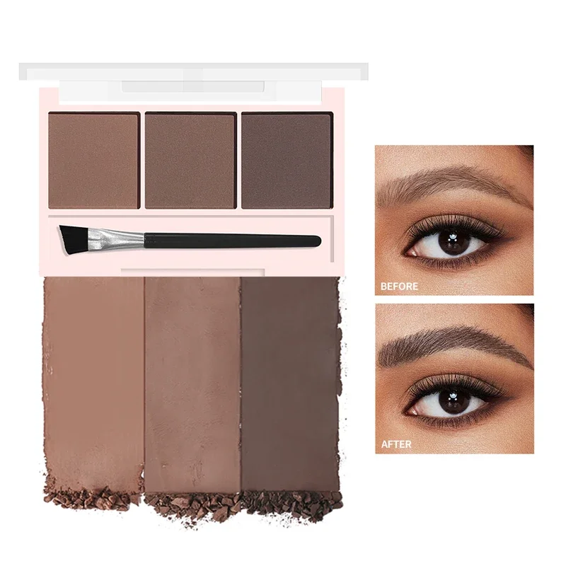 3-Shade Eyebrow Powder Palette - Long-Lasting, Waterproof and Sweat-Proof, Natural Eyebrow Powder for All Skin Types 5