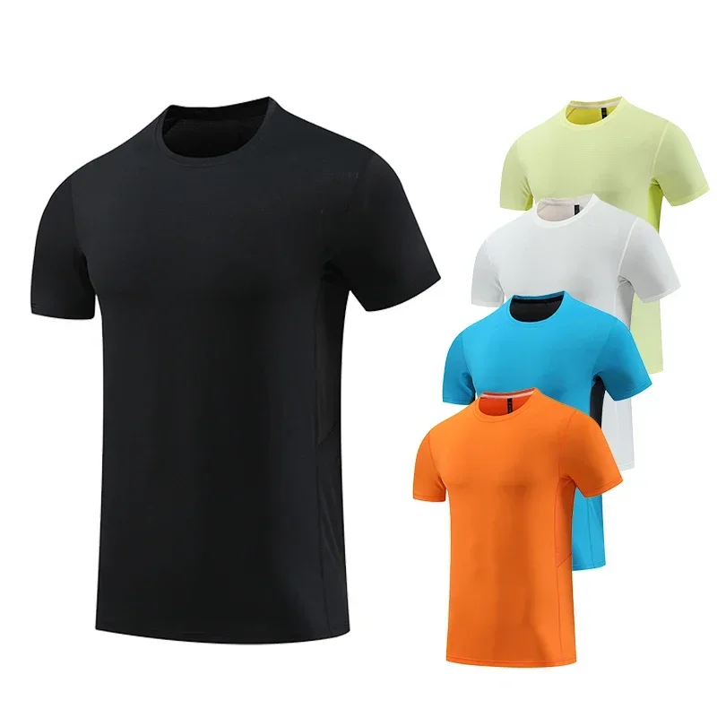 Mens Short Sleeve Running T-shirt Gym Jogging Sports Tops Male Fitness Sweatshirts High Quality Breathable Muscle Fit Sport Tees