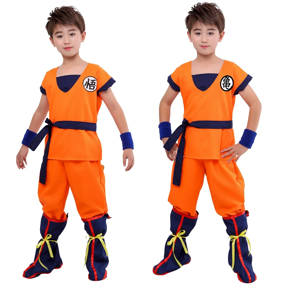 

Carnival Adult Kids Suits Son Goku-Gui Anime Cosplay Party Costumes Tail Wrister Wig Blue Gold Children Dress Up