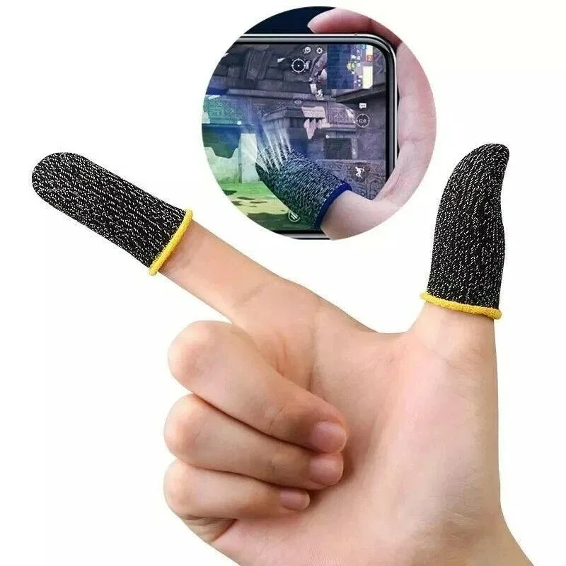 10pcs Mobile Gaming Finger Sleeve Anti-Sweat Finger Sleeve For PUBG Mobile Game Silver Fiber Touchscreen Gamer Thumb Protector