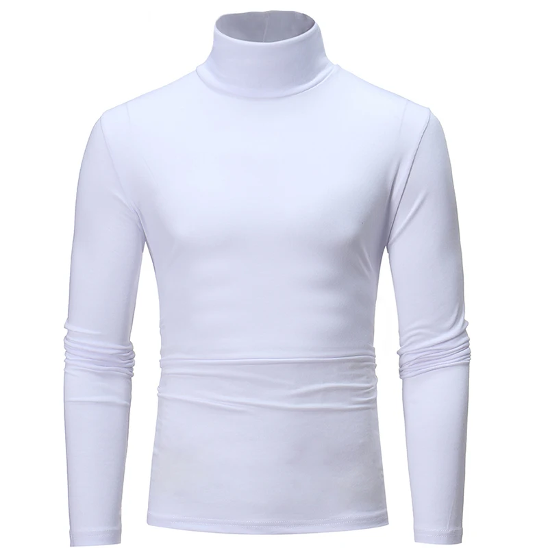 Description Picture 5 of itemCasual Men's Thermal Underwear Slim Turtleneck tops Long Sleeve solid color basic Tops T-shirt undershirts Pullover man clothing