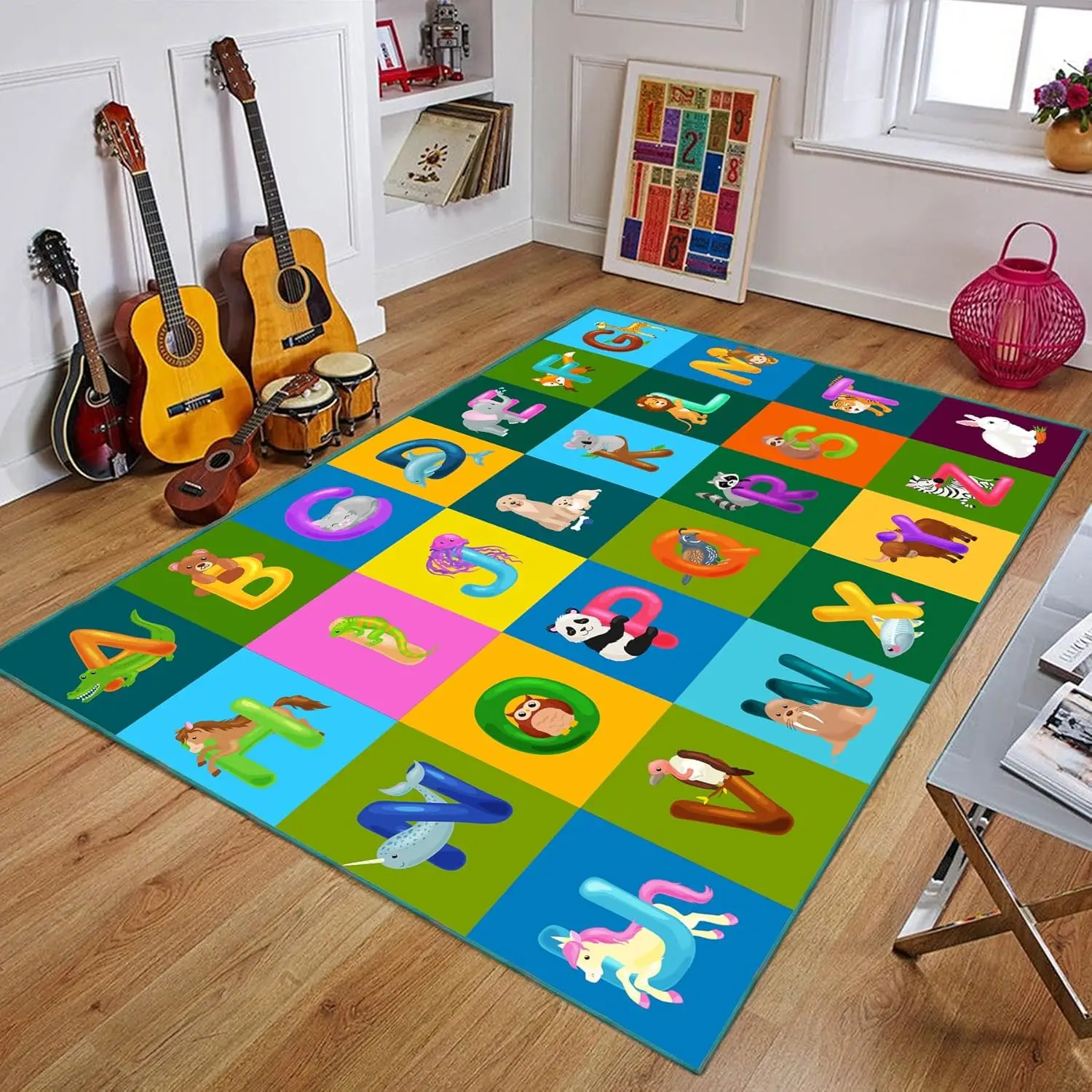 מזרנים חינוכיים עם אותיות ABC, שטיח קרטון לחדר משחקים או לחדר שינה של ילדים, שטיח לא מחליק ללמידה מוקדמת בסלון