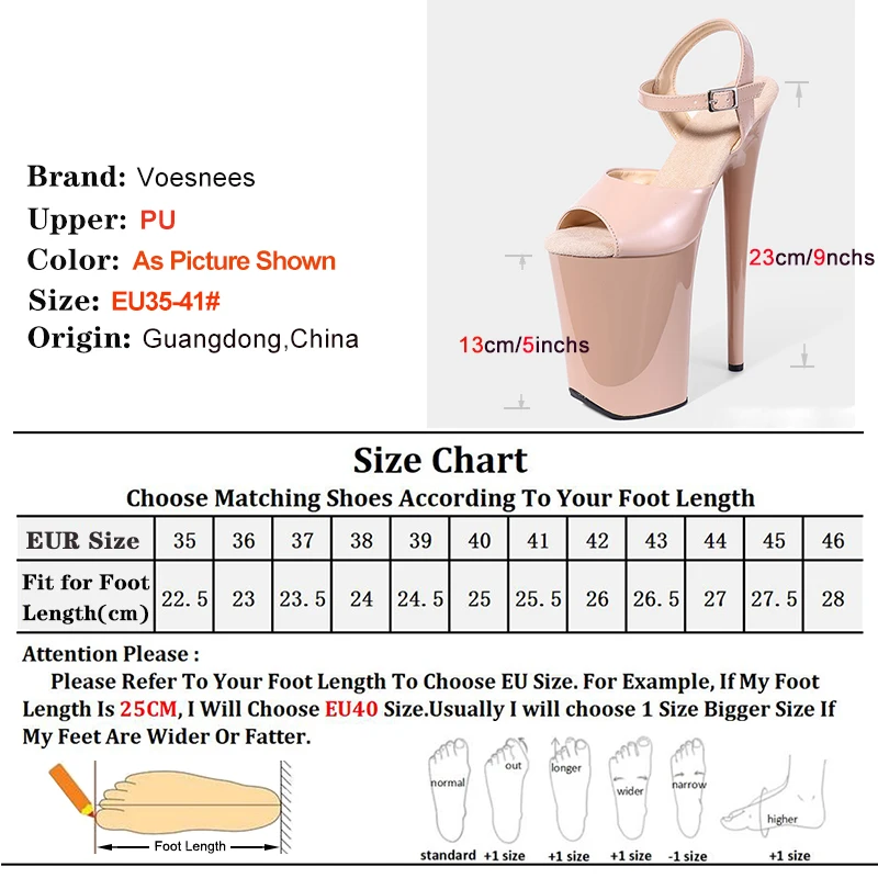 Beige 23CM/9inches Platform Women Sandals Patent PU Upper High Heels Ankle Buckle Pole Dance Shoes Lady Nightclub Heels on sale