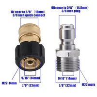 Tool Pressure Washer Adapter Set M22 to 3/8 Quick Connect for Pressure Washer Hose M22 14mm/15mm to M22 Metric Fitting 5000 PSI 2