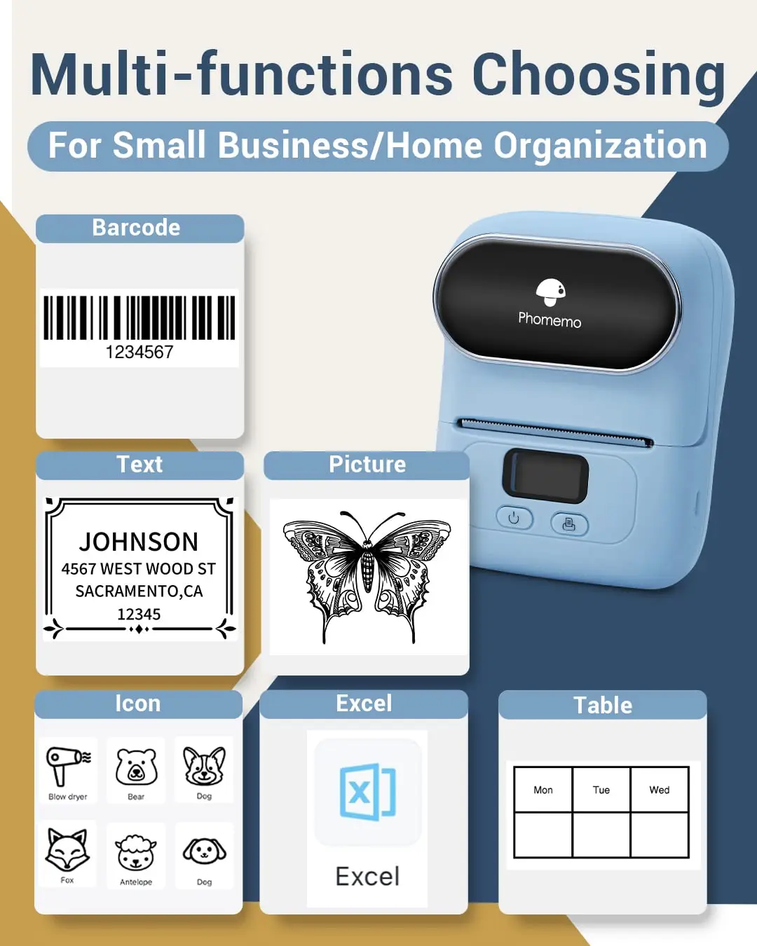 Thermal Wireless Label Printer Etiqueta Mini Impressora Código de Barras Bluetooth Label Maker Impressoras Price Tag App Gratuito Phomemo-m110 - Imagem 2
