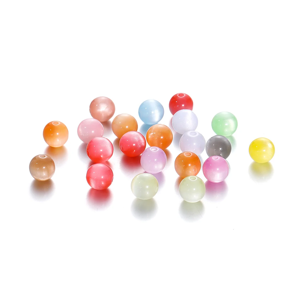 Resin Imitation Cat Eye Round Beads for Handmade Making Jewelry Diy Bracelet Necklace Accessories 10/20Pcs/Lot 8/10/12mm