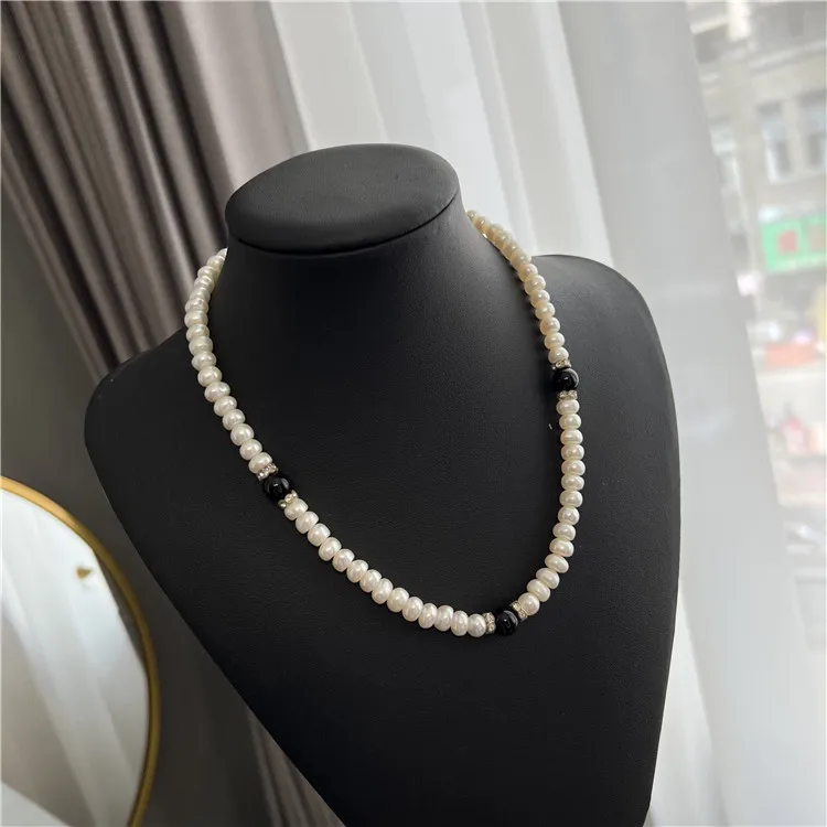 AAA Bread shape white pearls necklace sweater chain fashion jewelry