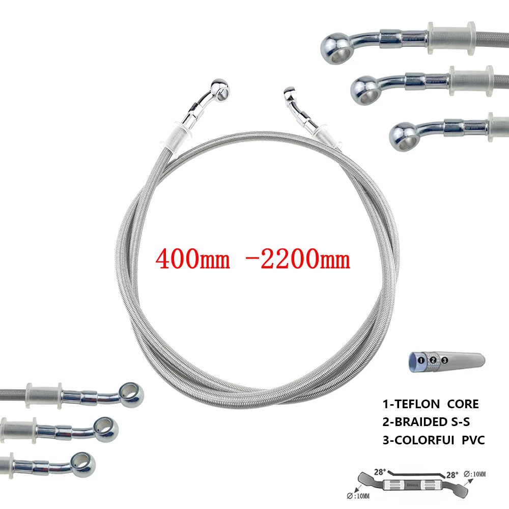 28 degre Hydraulic Brake Hose DOT oil Pipe Line Braided Cable 10mm Banjo Kawasaki Yamaha Honda ATV 400 To 2200mm