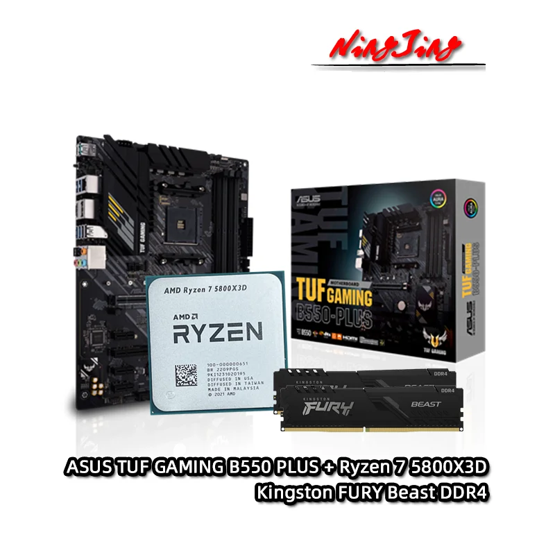 Amd Ryzen 7 R7 5800x3d Cpu + Asus Tuf Gaming B550 Plus Motherboard