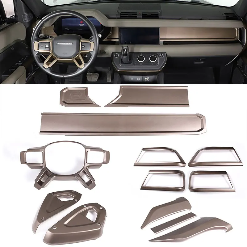 

For Land Rover Defender 110 2020-23 steering wheel center console dashboard both sides Frame cover Trim Sticker Car Accessories