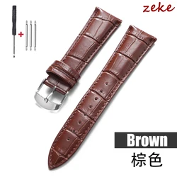 Premium Genuine Leather Watch Band Strap with Steel Pin Buckle - Elegant Wrist Belt Bracelet - 18mm (Brown)