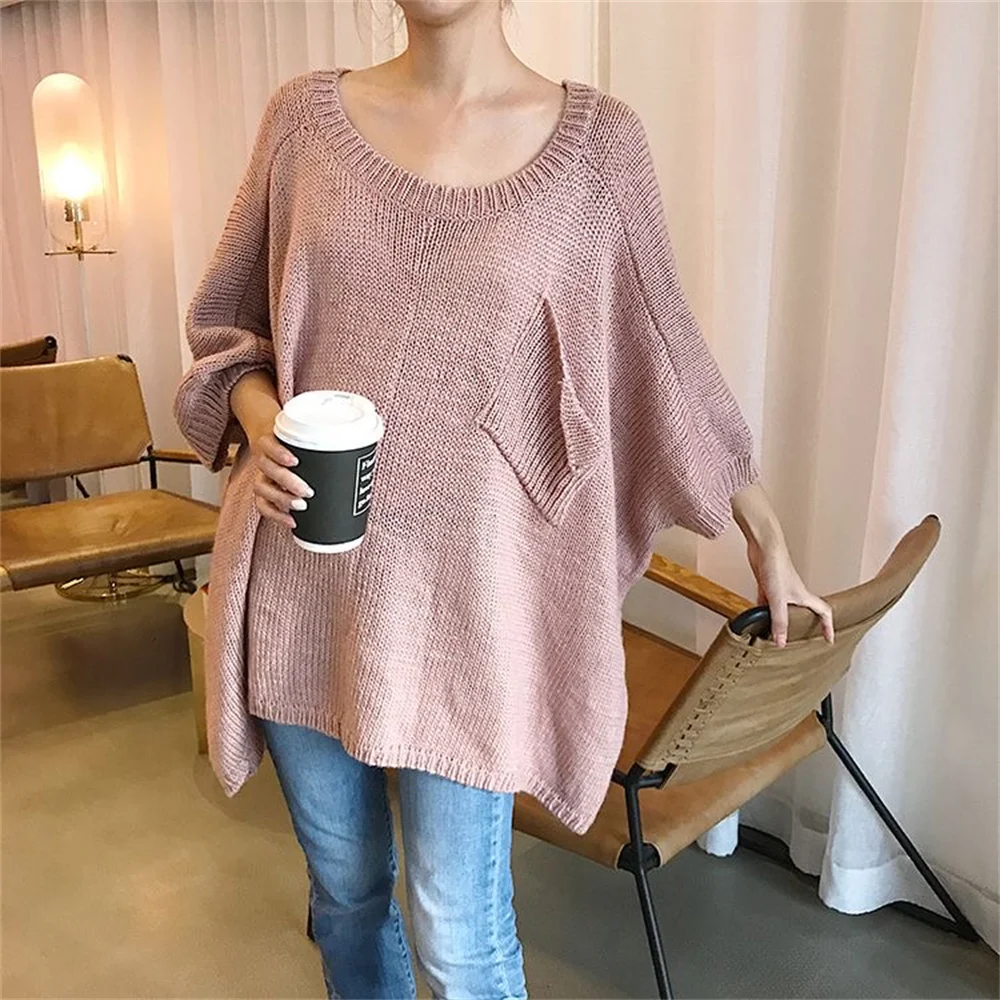 

Sarebn-Women's Knitted Pullovers, Harajuku Sweaters, Oversized Streetwear, O Neck Knitwear, Maiden