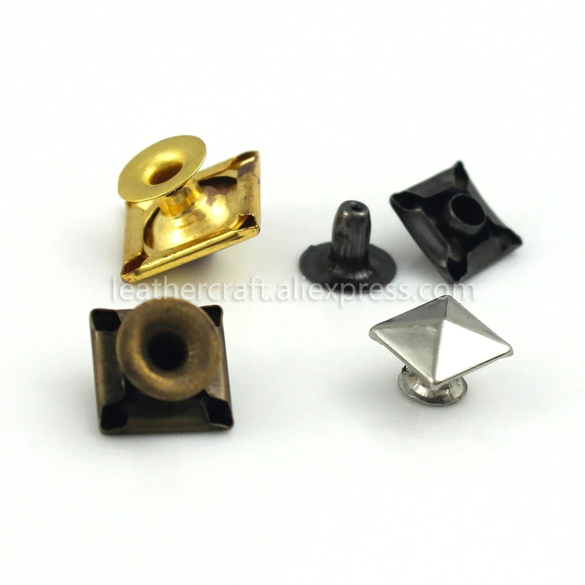 Metal Pyramid Cap Rivets Studs Square Rivet for Leather Craft Bag Belt Clothing Garment Shoes Pet Collar Decor 100sets
