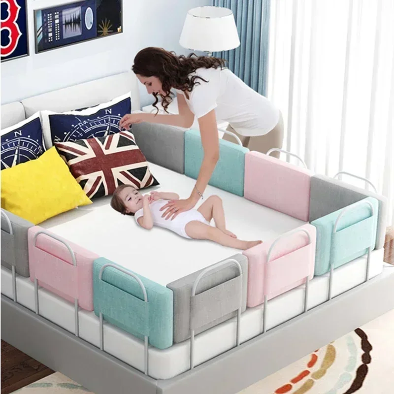 Baby Bed Rail Guard Height Adjustable Anti-collision Guardrail Children Bed Fence General Soft Gate Crib Rail Baby Playpens