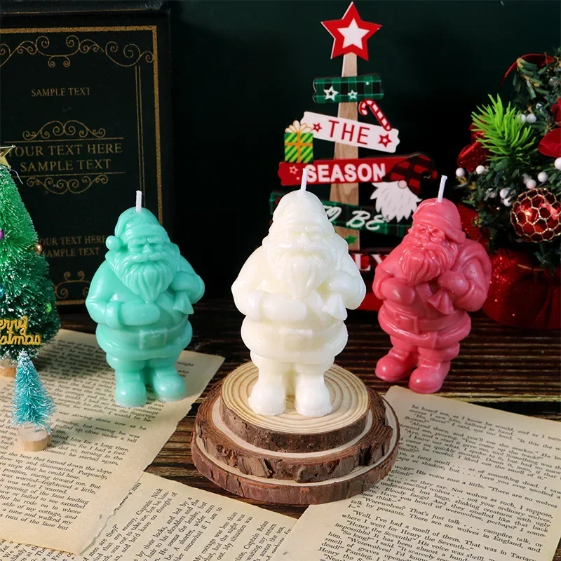 Aromatherapy candle mold silicone mold silicone candle molds silicone candle mold candle mold Back Gift Santa Silicone Candle Mold 3d Santa Statue Crafts Plaster Resin Making Tools Christmas Party Decorating Supplies