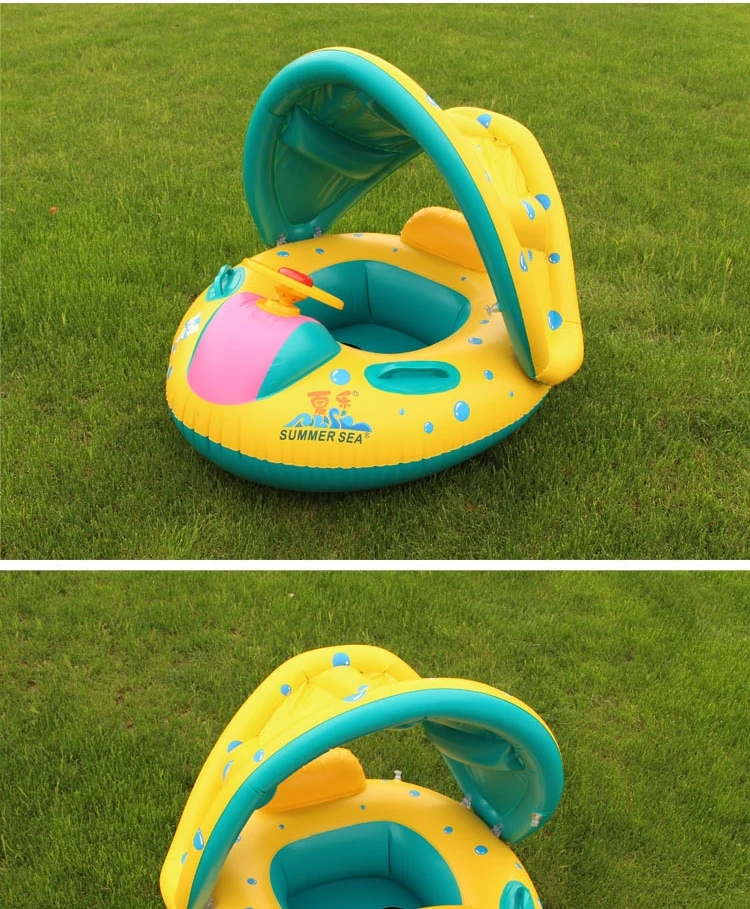 Foldable Sunshade seat with Steering Wheel LWXLittleluck Childrens New Inflatable Swimming Ring Detachable 