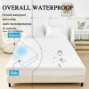 Waterproof Throw Mattress Cover Bed Fitted Sheet Mattress Bedspread Protector Pads Single/Double/King/Queen Full Size Gray/White 6