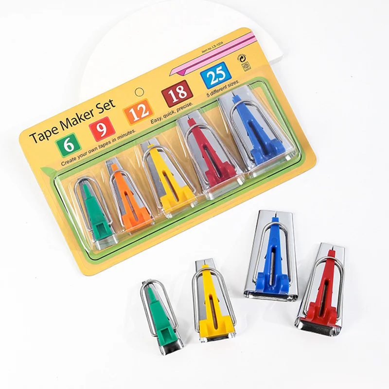 BAI 패브릭 바이어스 테이프 메이커 세트, DIY 바느질 퀼트 캔디 색상 6MM 9MM 12MM 18MM 25MM 패치 워크 클립 바느질 액세서리 도구