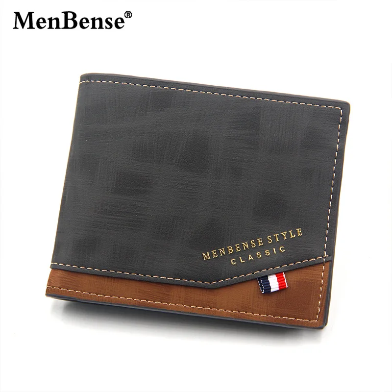 Men's Short Cross Section Tri-fold Wallet Stitching Business Multi-card Zipper Coin Purse Passport Cover